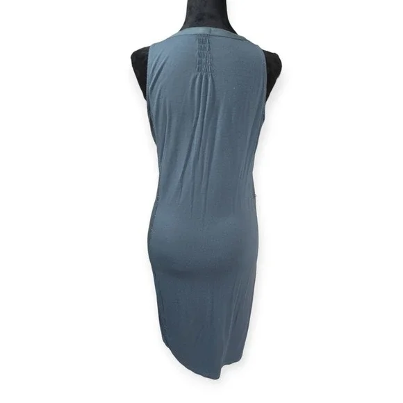 Anthropologie Tiny Syden Embroidered Floral Sleeveless Button Front Dress Teal M - Picture 7 of 10